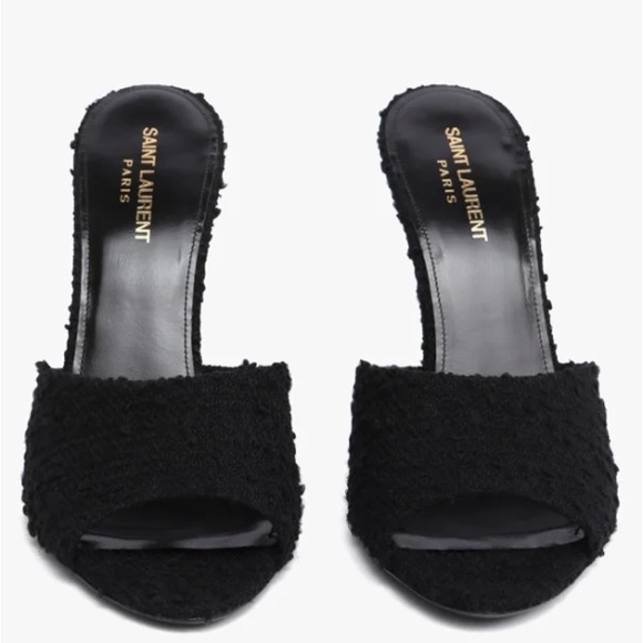 Saint Laurent LA 16 Boucle Tweed Mules in Black | Size 39. - Picture 3 of 9
